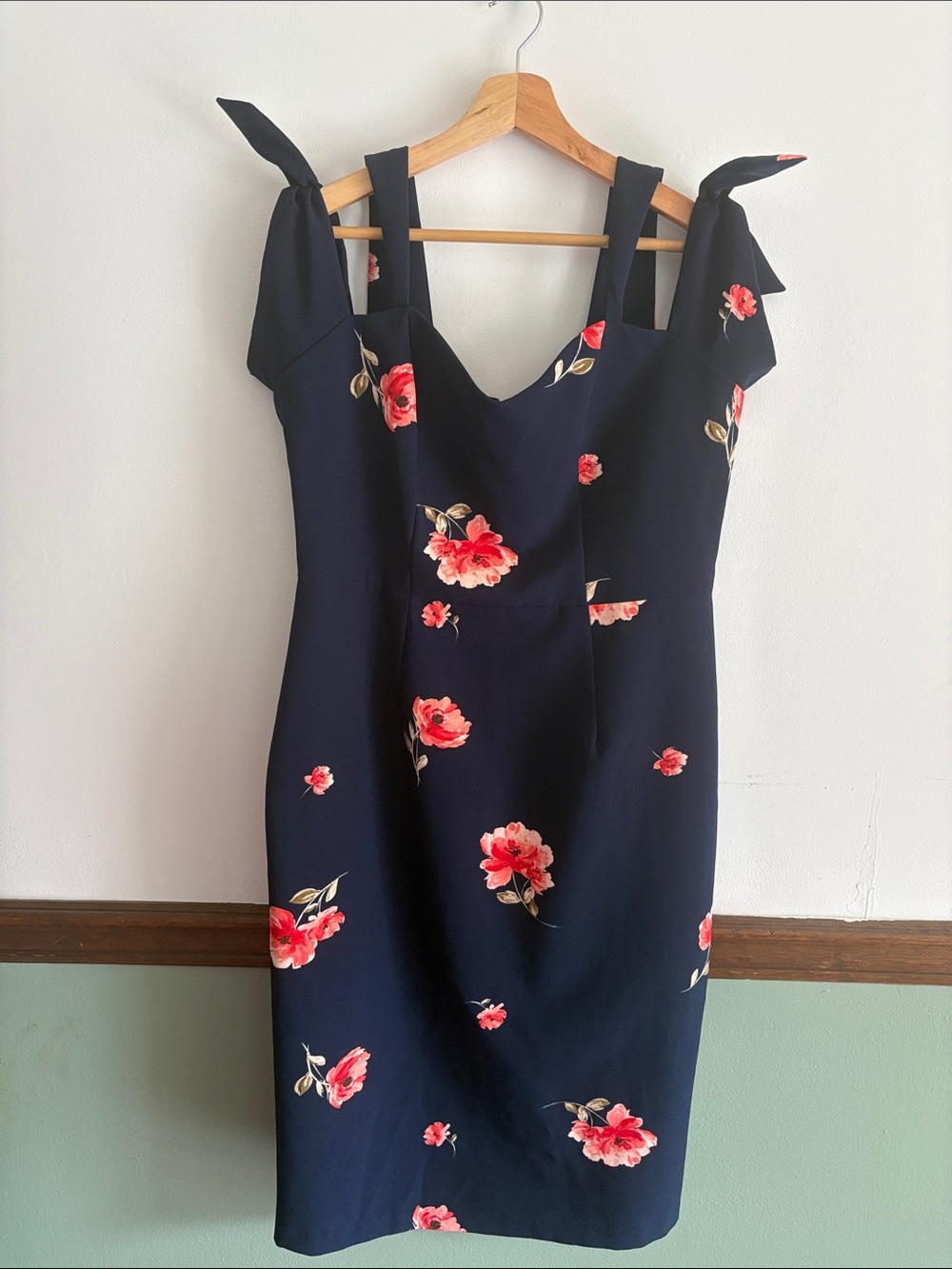 Ashley Graham Beyond Women’s Navy Floral Off the Shoulder Sheath Dress